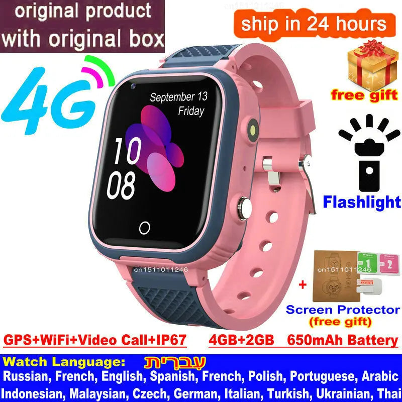 New 4G Smart Watch Kids GPS WIFI Video Call SOS IP67 Waterproof LT21 Child Smartwatch Camera Voice Monitor Tracker Location