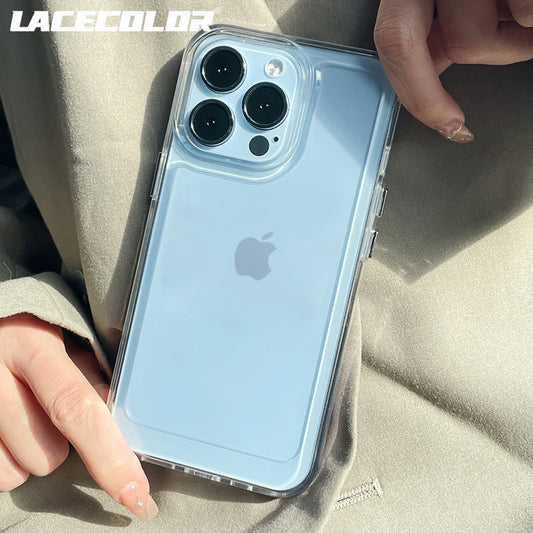 Transparent Shockproof Hard Acrylic Case For iPhone 16 E 15 14 13 12 Mini 11 Pro XS Max X XR 7 8 Plus Silicone Bumper Clear Capa
