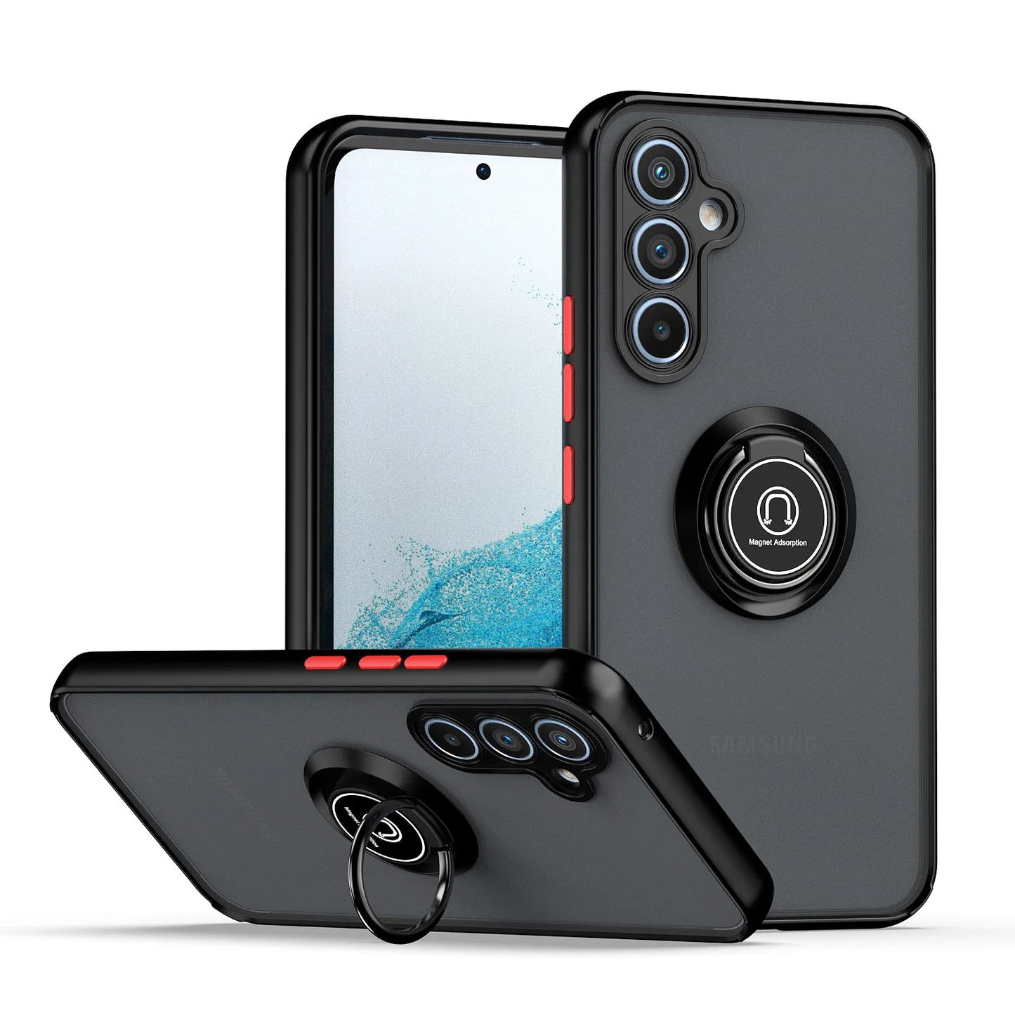 Shockproof Armor Matte Case For Samsung Galaxy A55 A54 A35 A15 A34 A25 A14 A53 A33 A52S S23 S22 S24 Ultra Plus Ring Magnet Cover