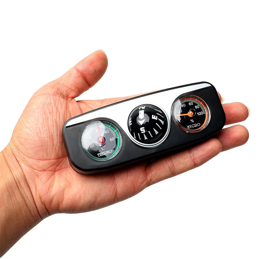 Car Ornaments Decoration 3 in 1 Guide Ball For Auto Boat Vehicles Compass Thermometer Hygrometer Interior Accessories