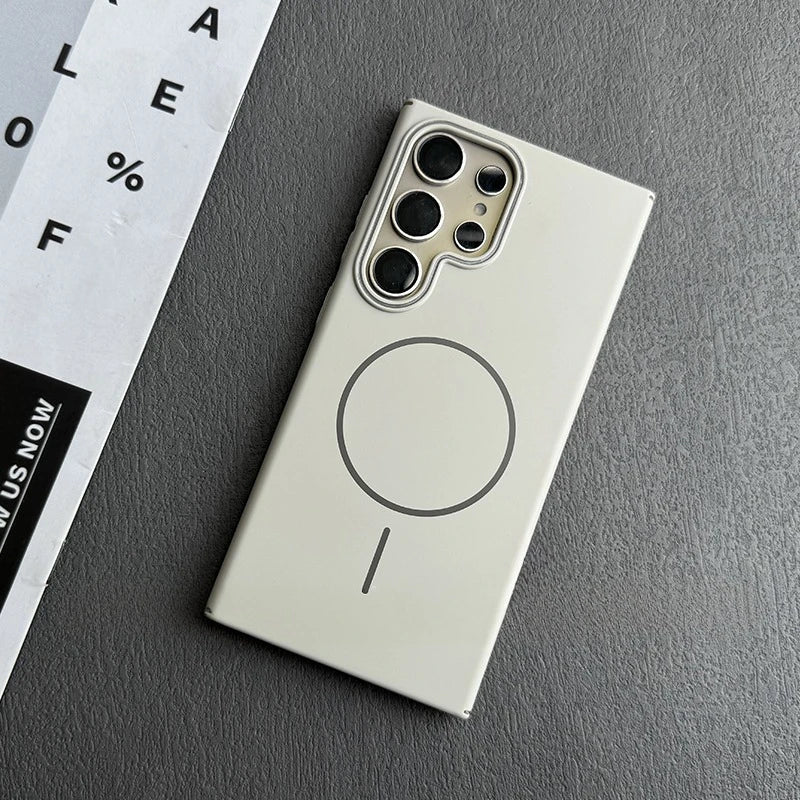 Luxury Slim Matte Magsafe Case for Samsung Galaxy S25 S24 S23 Ultra S22 Plus S21 Note 20 Solid Color Shockproof PC Phone Cover