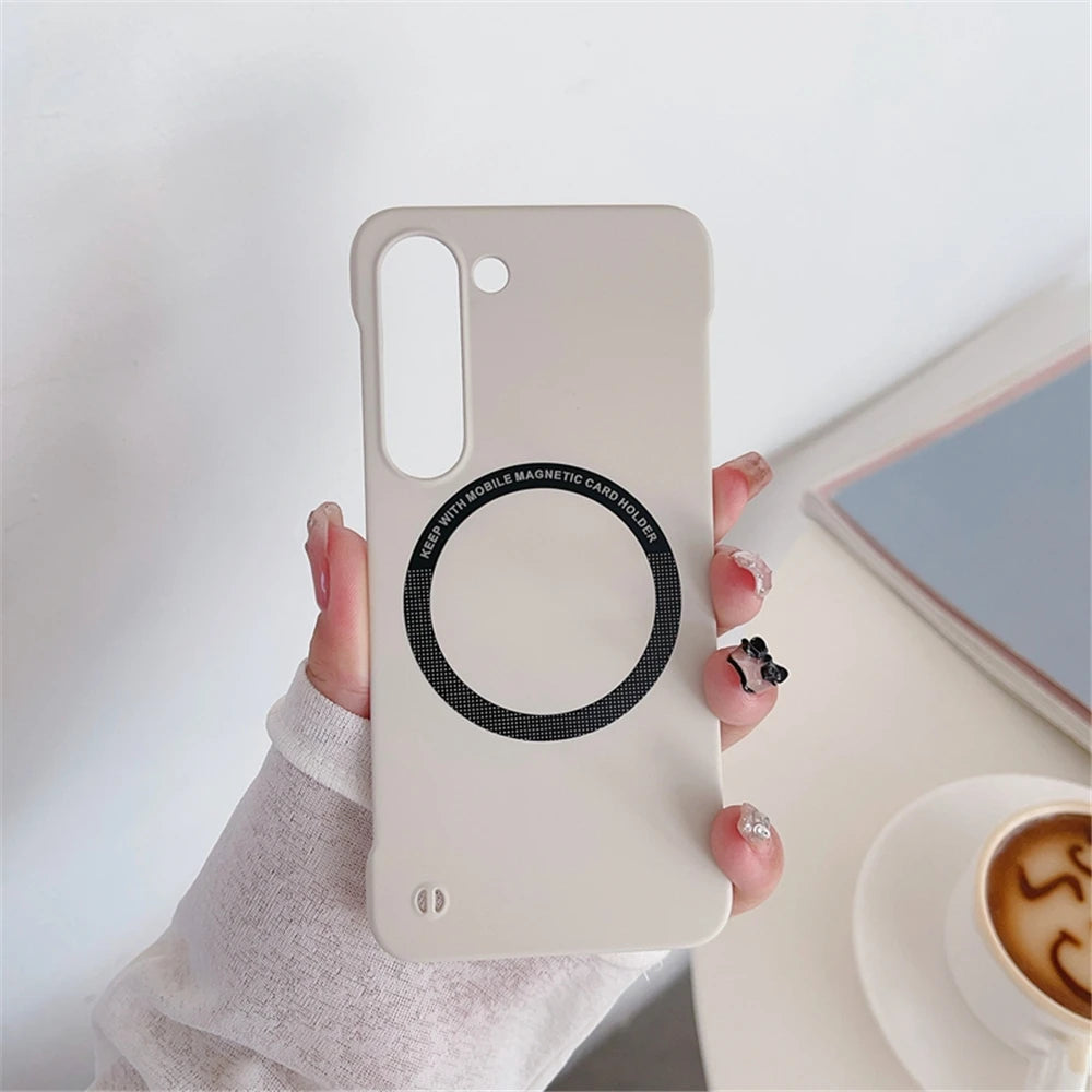 Luxury Ultra Thin Frameless Magnetic For Magsafe Case For Samsung S25 Edge S24 S23 Ultra S22 Plus S21 S20 FE Slim Hard Matte Cap