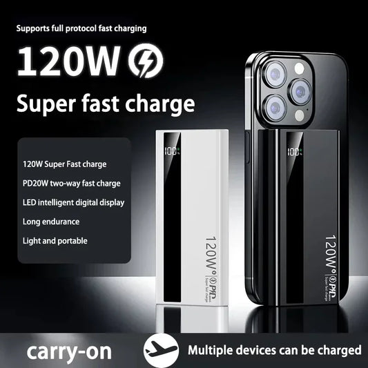 120W 500000mAh Power Bank High Capacity Super Fast Charging Power Bank Portable Battery Charger For Huawei iPhone Samsung Xiaomi