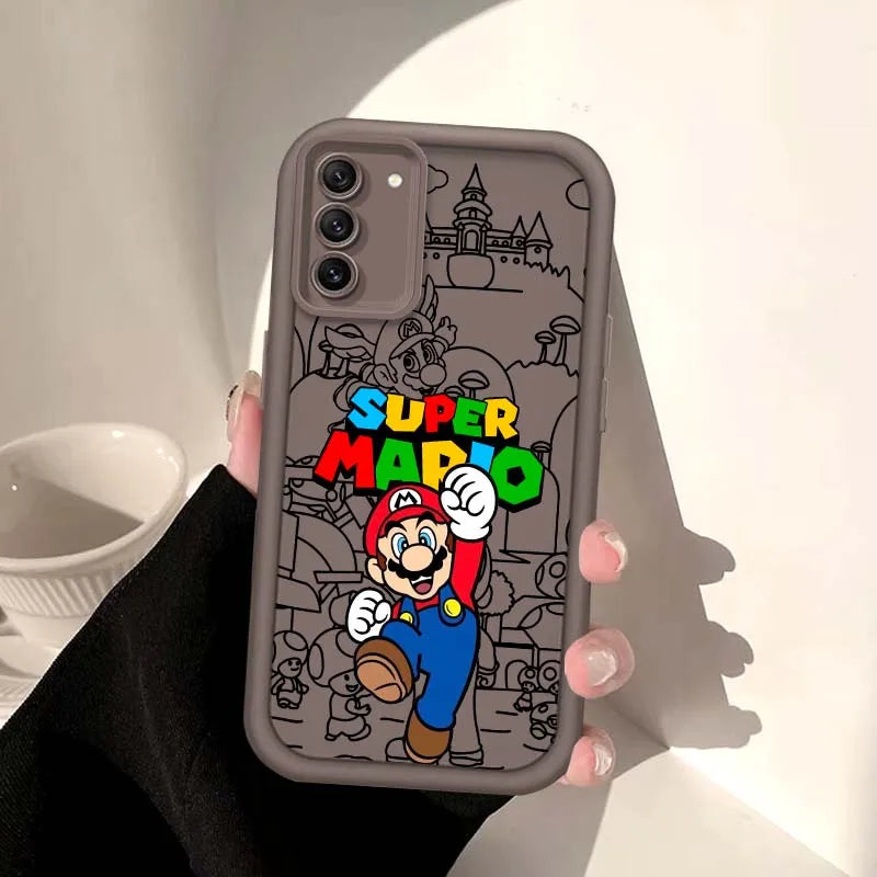 Anime M-Marios Cartoon Phone Case For Samsung Galaxy S25 S24 S23 S22 S21 S20 Ultra Plus FE 5G Eye Ladder Soft TPU Cover