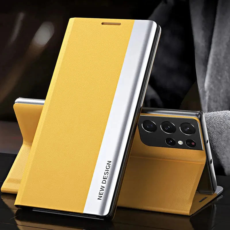 Luxury Leather Flip Case For Samsung Galaxy S25 S24 S23 S22 S21 S20 Ultra Plus S25 Edge S23 S21 S24 FE Note 20 Ultra Stand Cover