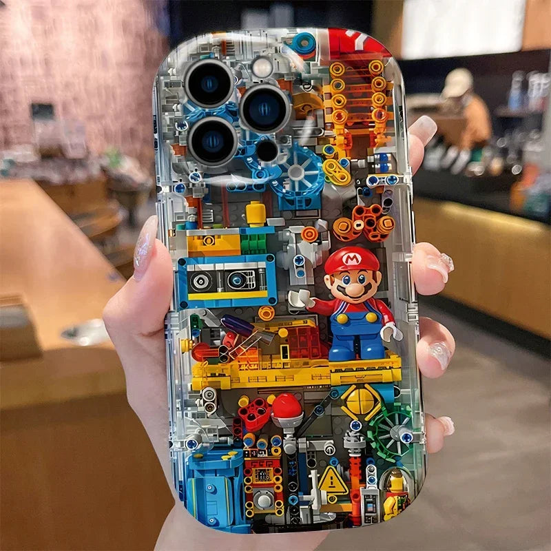 Cartoon Mushroom Wave Phone Case for iPhone 16 E 15 Pro Max 14 13 12 Mini 11 Pro Max XS X 8 7 Plus Soft Silicone Covers Funda