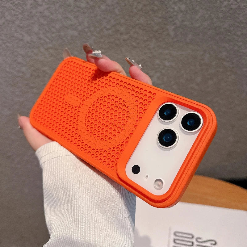 Heat Dissipation Mesh For Magsafe Wireless Charging Case For iPhone 17 16 15 14 Plus 13 12 Pro Max 17 Air Breathable Hard Cover