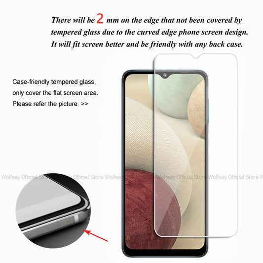 2/4PCS Screen Protector For Samsung Galaxy A12 Tempered Glass For Samsung Galaxy A12 A22 A32 A52 Full Glue Cover Protective Film