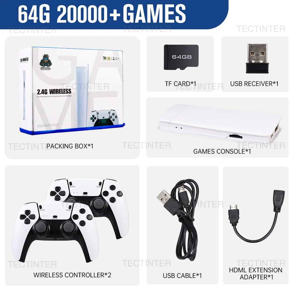 M15 4K Game Stick Mini TV Retro Video Game Console Wireless Gamepads Controller Handheld Game 128G 30000+ Games HD Output