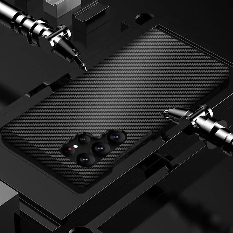 Luxury Carbon Fiber Case For Samsung Galaxy S25 S24 S23 S22 S21 Ultra Plus S24Ultra 5G Cover Hard PC Ultra Thin Protective Cases