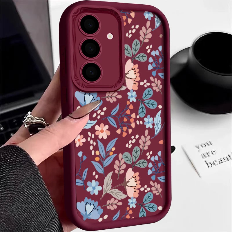 Small Flowers Phone Case For Samsung Galaxy S25 Edge S24 S23 Ultra Plus S24 FE A55 A54 A15 A14 A35 A25 A16 A56 A26 A36 TPU Cover