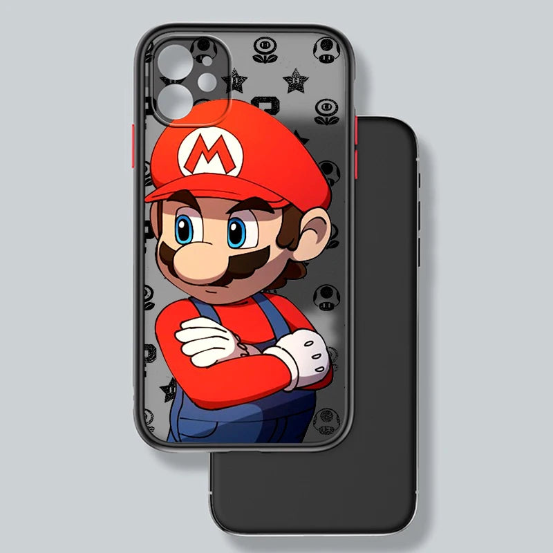 M-Marios Popular Cartoon Art Frosted Translucent For Apple iPhone 16 15 14 13 12 11 XS XR X Pro Max Plus Mini TPU Phone Case