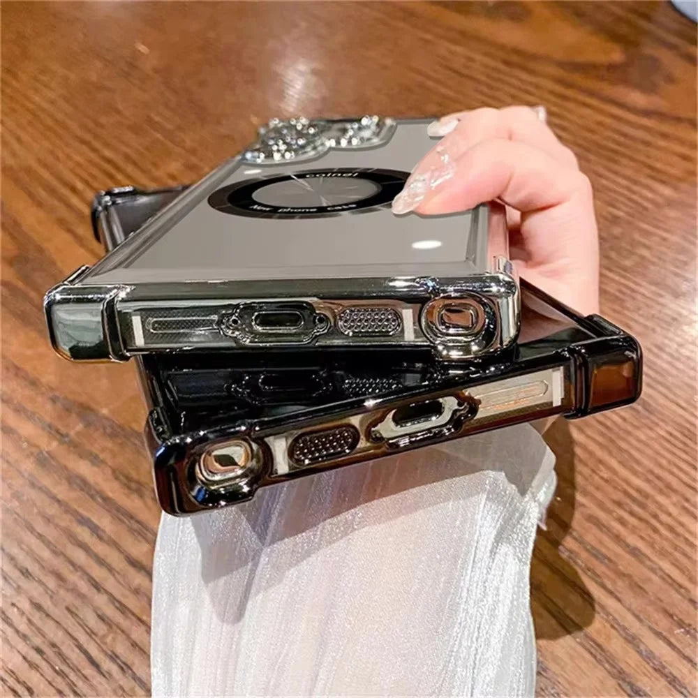 For Magsafe Plating Phone Cases For Samsung Galaxy S25 S24 S23 S22 Ultra S21 Plus FE 5G Note 20 Shockproof Clear Magnetic Cover
