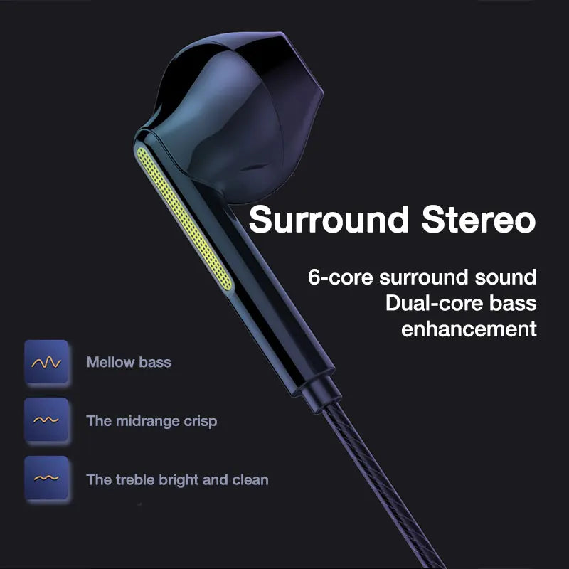 EARDECO Headphone Headset with Mic Wired Headphones Heavy Bass In Ear Stereo Wired Earphone Earbuds Wire Game Phone Earphones