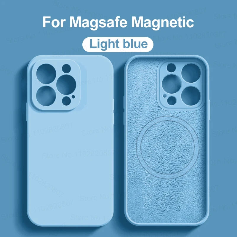 Liquid Silicone For Magsafe Magnetic Case For iPhone 16 15 14 12 11 13 Pro Max 16 Plus Wireless Charging Cover Phone Accessories