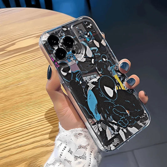 Marvel Cool Black Spider Man Soft Phone Case For iPhone 16 15 14 Pro Max 13 12 11 Pro X XR XS MAX 7 8 Plus Y2k Anti Fall Cases