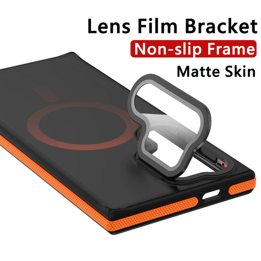 Original Translucent Lens Film Stand Magnetic For Magsafe Case For Samsung Galaxy S25 S24 S23 S22 Plus Ultra Matte Cover Bumper