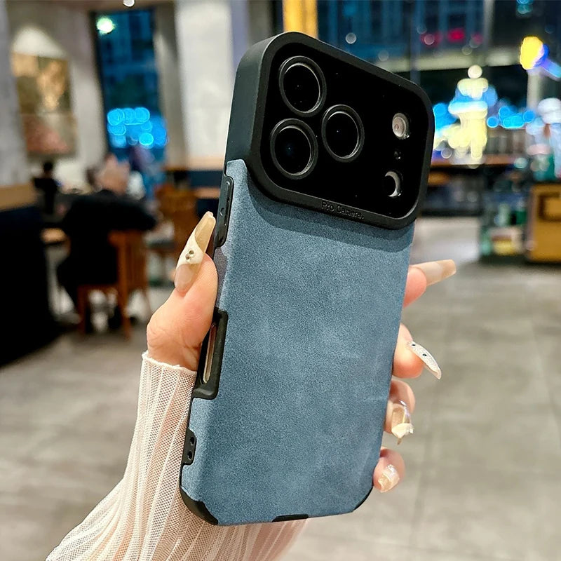 Luxury Leather Lambskin Shockproof Phone Case For iPhone 17 16 Pro Max 17Air 15 14 Plus 13 12 11 XS Max X XR 7 8 SE2 Matte Cover