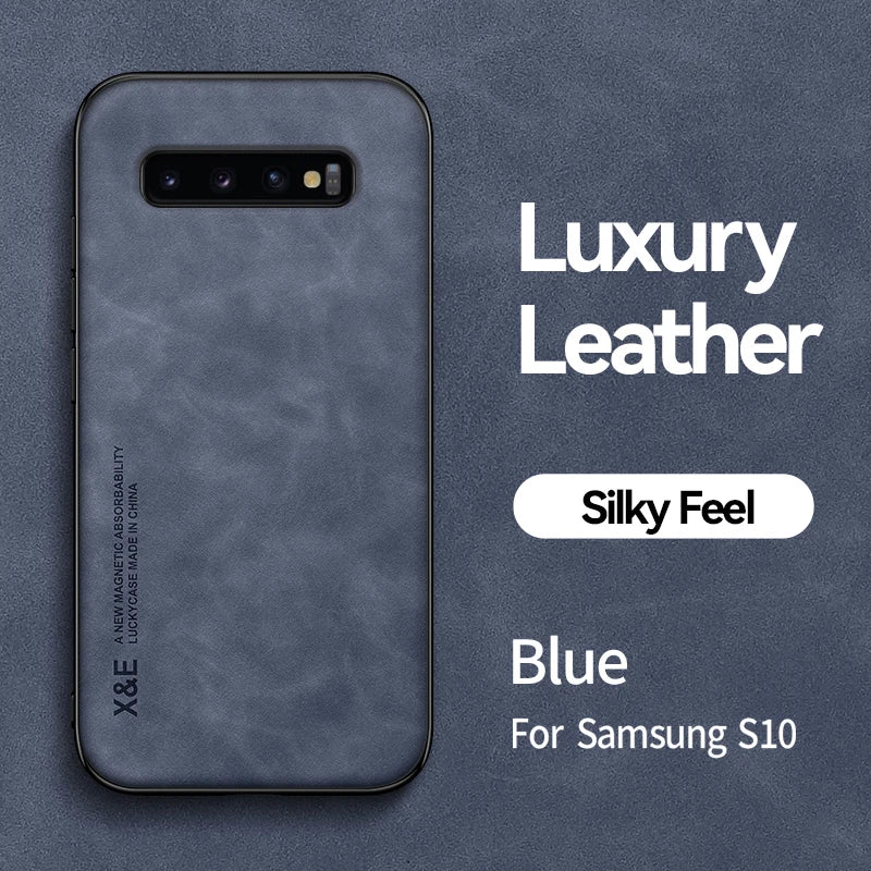 For Samsung Galaxy S8 S9 S10 Plus Case Luxury Leather Magnetic Car Holder Phone Case For Samsung S10E Note 8 9 10 Back Cover