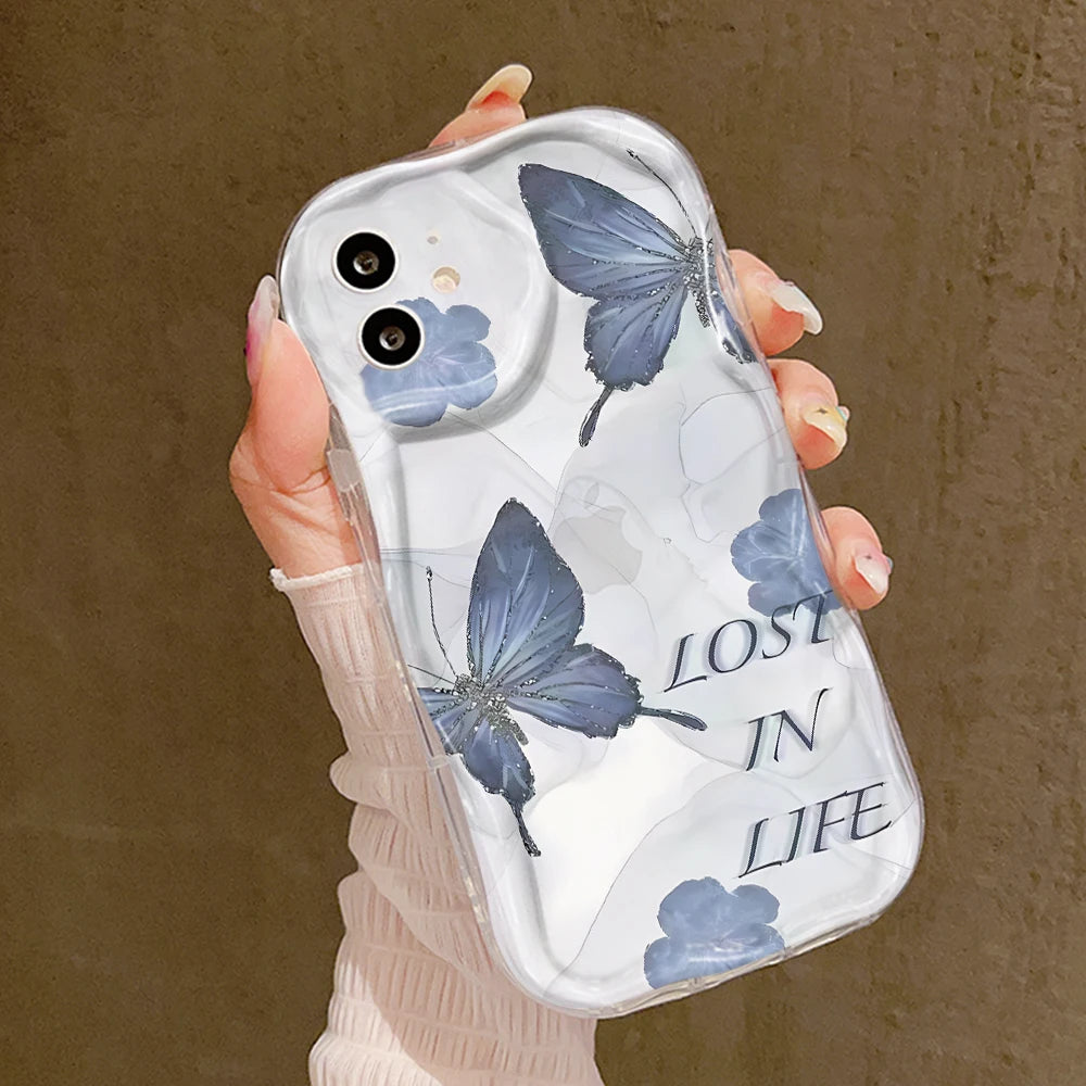 Clear Soft Curly Wave Case For Samsung A55 5G A54 A53 A52 A35 A34 A32 A24 A23 A22 A14 A13 A12 S24 Ultra S23 S22 S21 S20 FE Cover