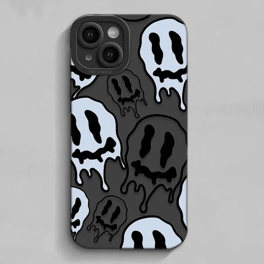 Black & White face graphic phone case for iPhone 15 14 13 12 11 x XR Xs SE2 SE 8 7 plus pro Max mini silicone back cover