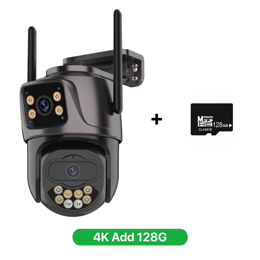6K 9MP HD IP Camera Outdoor Three-Lens External WiFi Camera 4K/2K Dual Screen Security PTZ Cam Auto Tracking Surveillance iCSee