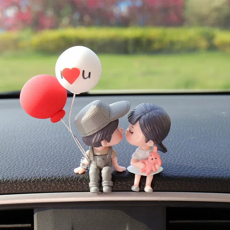Car Accessories Cute Cartoon Couples Action Figure Figurines Balloon Ornament Auto Interior Dashboard for Girls Gifts Drop
