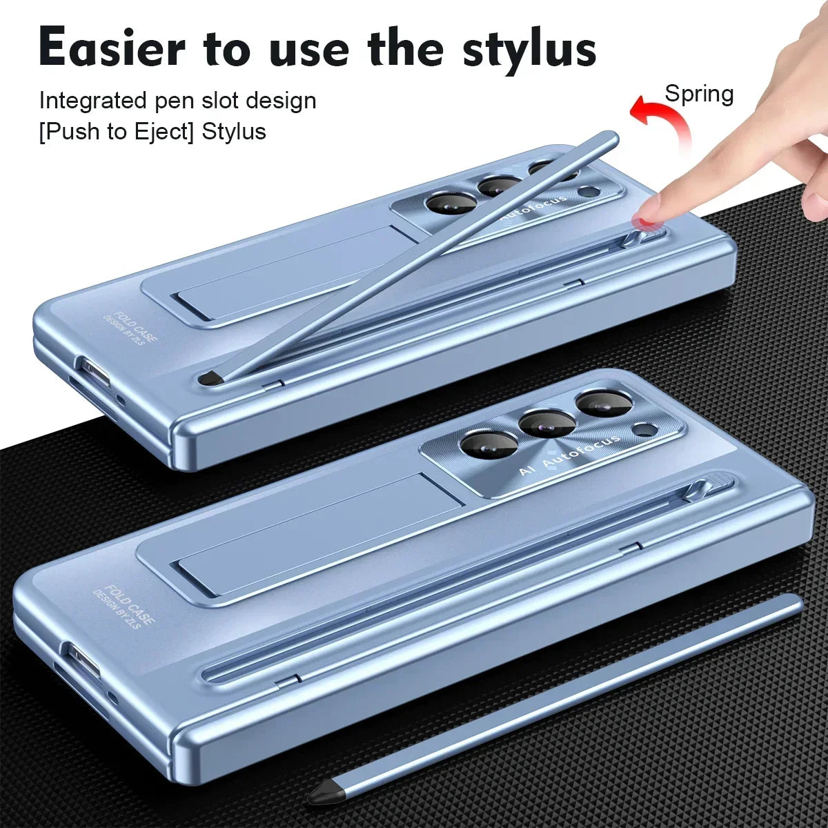 With Touch Pen Tempered Glass Film Stand Fold Phone Cover for Samsung Galaxy Z Fold 6 5 4 5G 360 Full Protection Hinge Case