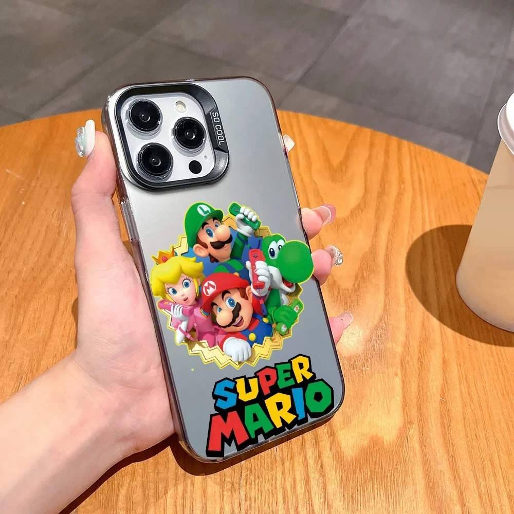 CARTOON T-The S-Super Mario Bros Movie  phone case FUNDA for iPhone 12 13 14 15 16 Max Pro Plus Mini Silver lMDaser Color Cover