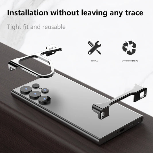 For Samsung Galaxy S23 S24 S25 Ultra S25 Plus Phone Case Irregular Titanium Alloy Bumper Shell With Borderless Protective Cover