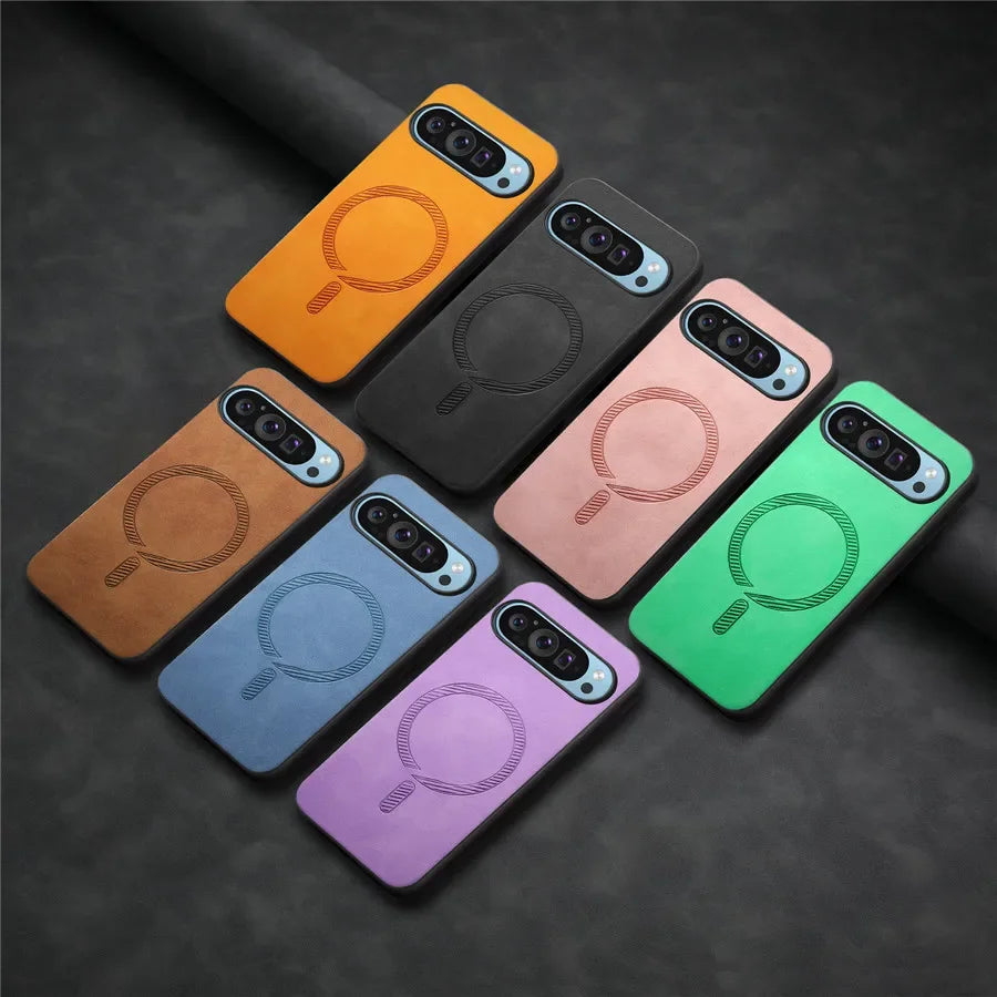For Google Pixel 9 Pro XL Case Pixel9 Pro 9A Luxury Leather for Magsafe Magnetic Wireless Charging Cover for Pixel 7 8 Pro 7A 8A