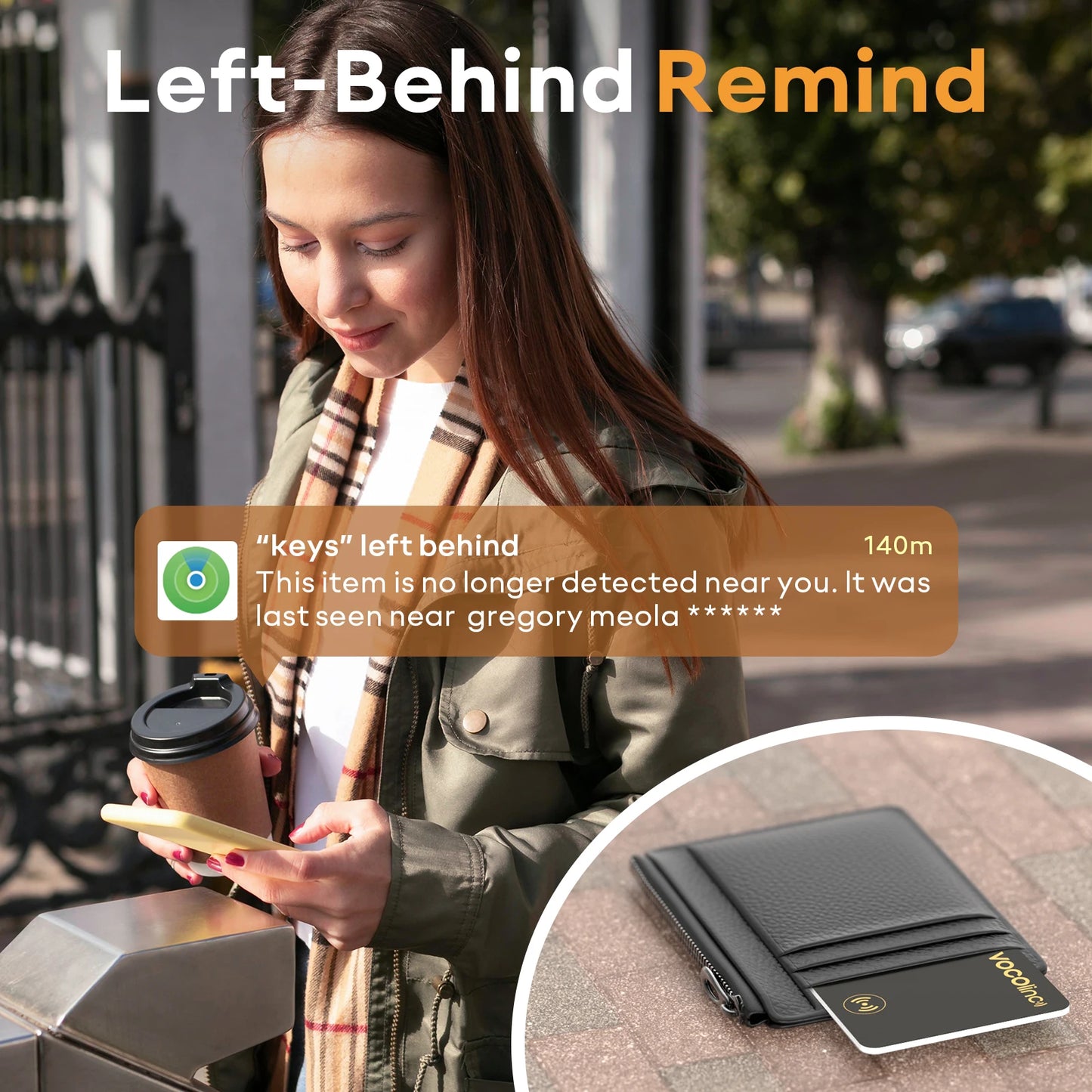 2Pcs VOCOlinc Wallet Tracker Card, GPS Locator Smart Tag, Find My (IOS Only), Key Finder Bluetooth Tracker, No Charging Required