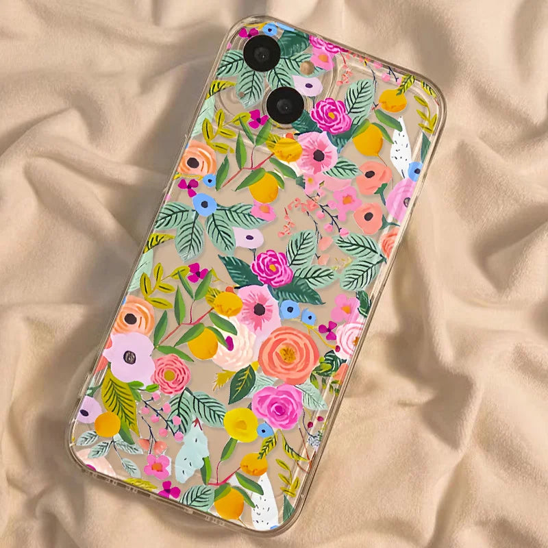S25 Ultra Case For Samsung A55 5G A54 A53 A52 A56 A36 A26 A33 A34 A16 A35 A32 S24 S23 Plus S22 S21 S20 FE Flower Soft TPU Cover