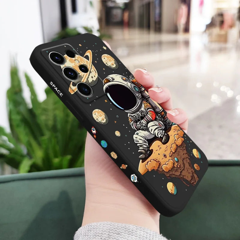Saturn Cute Child Phone Case For Samsung Galaxy S25 S24 S23 S22 S21 S20 S10 Ultra Plus FE Note 20 Ultra 10 9 Plus Cover