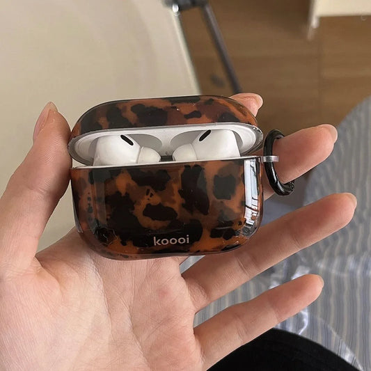 Ins Leopard Print Earphone Case For Airpods 4 Pro 2 With Hook Soft Protective Cover For Airpods Pro 3 2 1 3rd Generation Shell