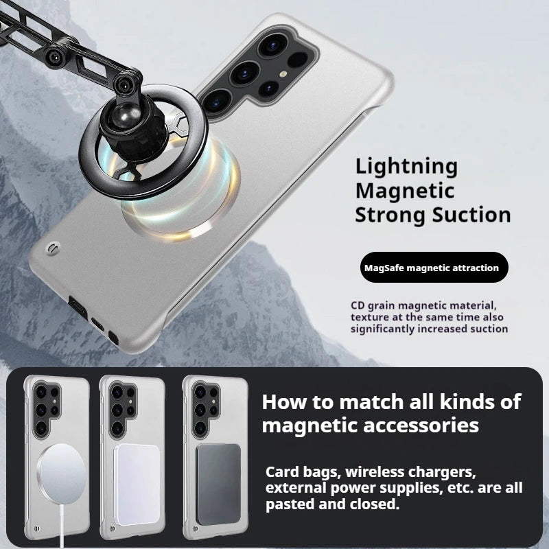 Thin Metallic Paint For Magsafe Magnetic Case For Samsung Galaxy S25Ultra S25 S24 S23 S22 Plus Ultra Borderless Cooling Cover