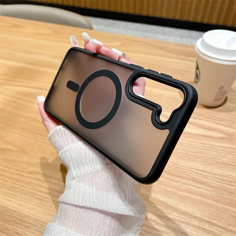 Luxury New Matte Translucent Business Phone Case for Samsung Galaxy S25 S24 Ultra S23 S22 Plus S20 S21 FE Magsafe Magnetic Cover