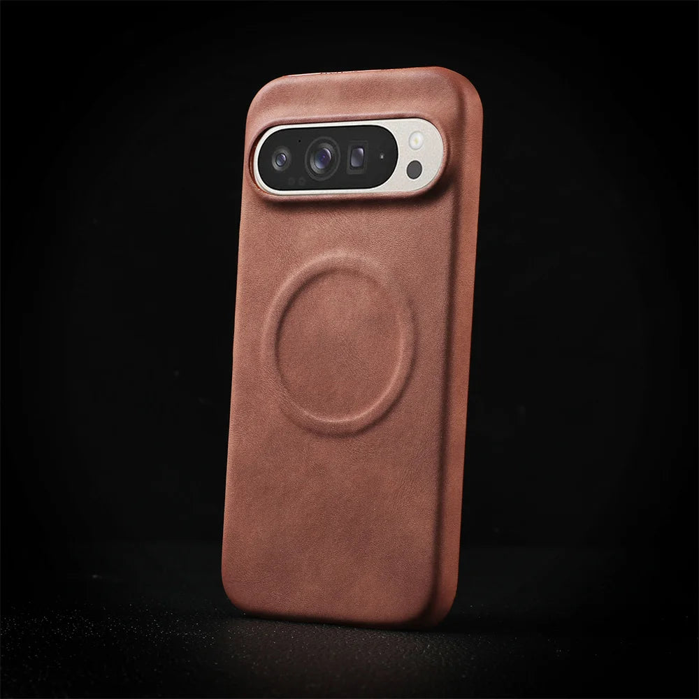 Luxury Sheepskin Leather Magnetic Phone Case For Google Pixel 10 9 8 7 Pro XL 8A 7A Shockproof Business Matte Hard Solid Cover