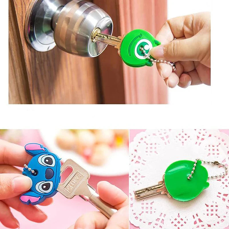Cartoon Silicone Protective Key Cover Sleeve Key Control Dust Cover Holder Case Cute Animation Figures Keychain Keyring Pendant
