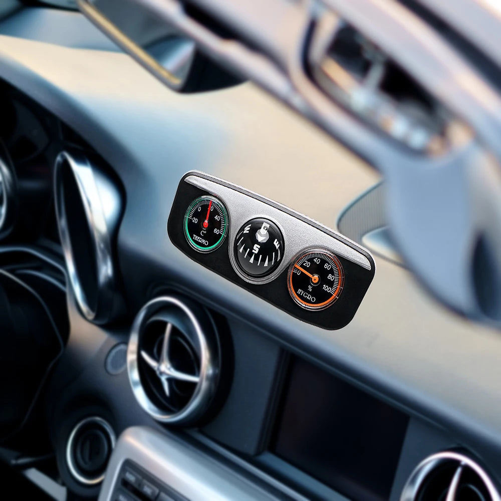 Car Ornaments Decoration 3 in 1 Guide Ball For Auto Boat Vehicles Compass Thermometer Hygrometer Interior Accessories