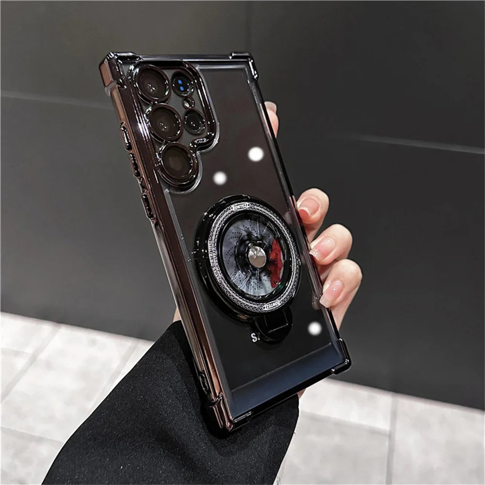 Shockproof Airbags Armor Magnetic Transparent Case for Samsung S25 S24 Ultra S23 Fe S22 Plus A16 A54 A34 A15 A25 A35 A55 A24 A53