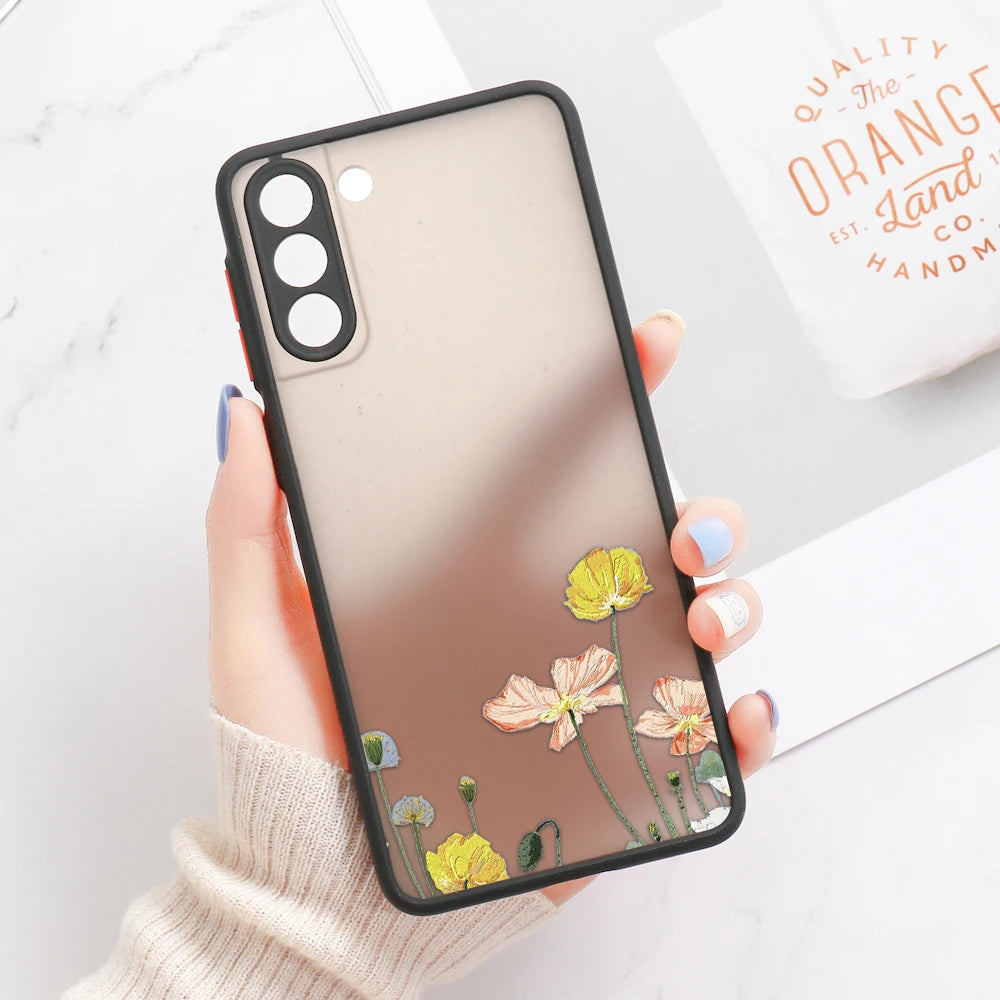 For Samsung S24 S22 Ultra Case Cover Samsung Galaxy S23 Ultra S 22 S21 S20 FE S10 Note 20 10 Plus S8 Lavender Flowers Clear Case