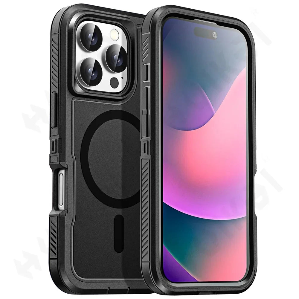 Case For iPhone 16 15 14 13 12 11 Pro XR Max Plus Heavy Duty Shockproof Anti-Scratch Rugged Protective with Kickstand Cover