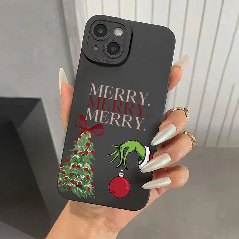 Christmas Tree Pattern Soft Phone Case For iPhone 17 16 15 Pro Max 14 13 12 11 XS X XR 7 8 Plus 16E Air Shockproof Bumper Cover