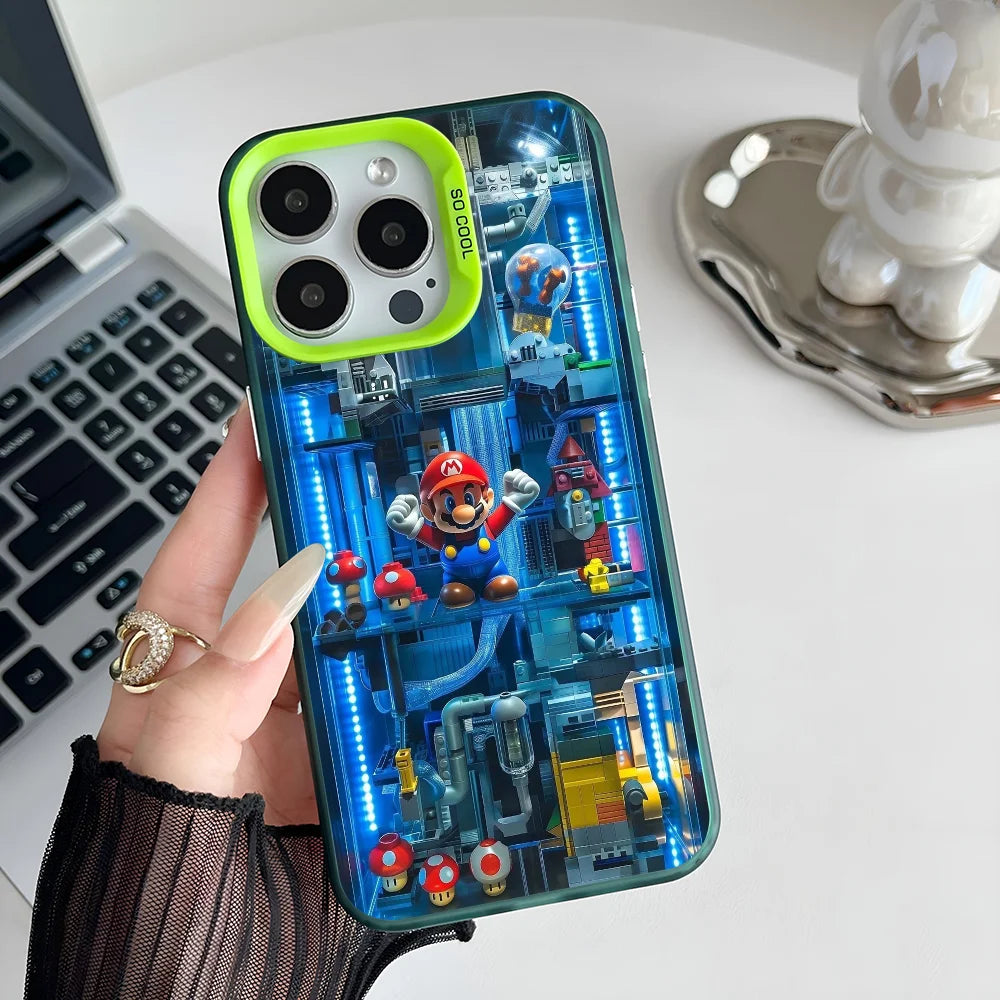 Super M-MarioS Bros Game Phone Case IMD Color Silver Shell For IPhone 16 15 14 13 12 11 Pro Max Plus