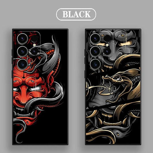 Samurai Hannya Mask Ghost Phone Case For Samsung Galaxy S24FE Cases S25 S23 S21 Ultra S20 S24 FE S22 Plus A25 A35 A54 A55 Cover