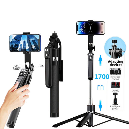 FANGTUOSI 2025 new Expandable Phone Tripod stand Selfie Stick With fill light With Detachable BT Wireless Remote for smartphone