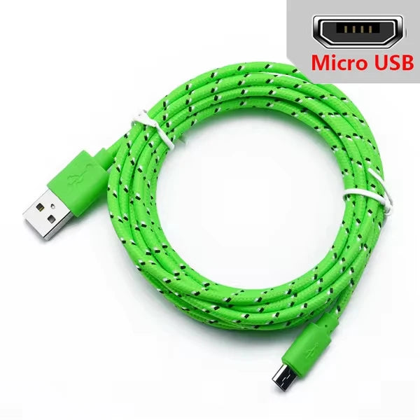 2.4A Micro USB Cable 0.5m/1m/2m/3m Data Sync USB Charge Cable For Samsung Huawei Xiaomi Android Nylon Braided Microusb Data Cord