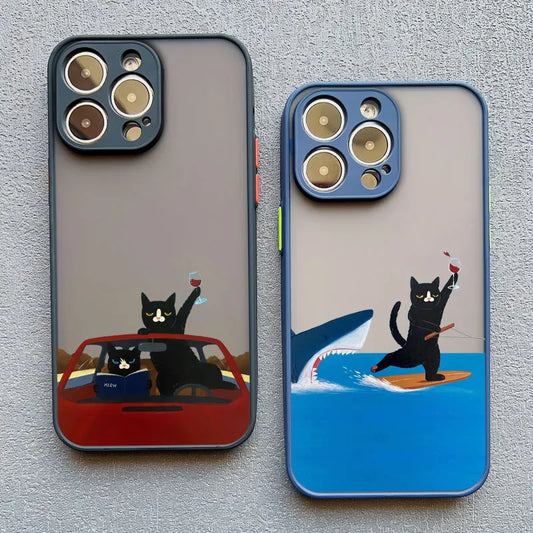Funny Cat Daily Life Phone Case For iPhone 11 Case iPhone 12 14 Pro Max Mini 16 13 15 Pro Max 7 8 Plus XR XS X Shockproof Covers