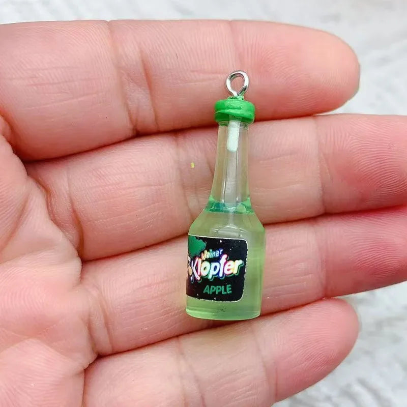 10pcs Mini Alcoholic Drink Bottle Resin Charms Popular Wine Bottles Pendant For Earring Keychain Diy Cute Jewelry Making